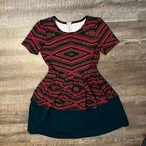 LulaRoe Amelia dress in vibrant pattern